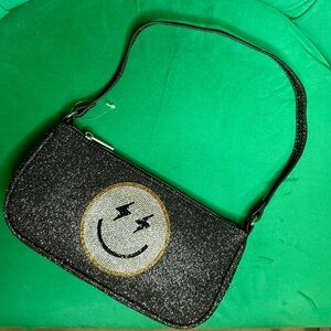 Skinny Dip. Rhinestone Smiley Face Shoulder Bag.  NWOT
